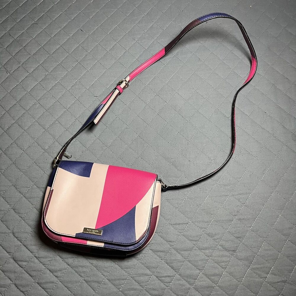 Kate Spade New York Pink Blue Geometric Colorblock Crossbody Bagโ